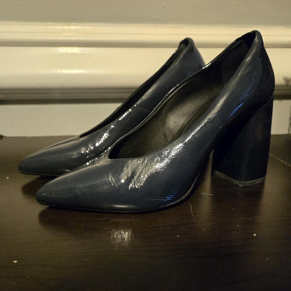 XETRA Navy Blue Block Heels